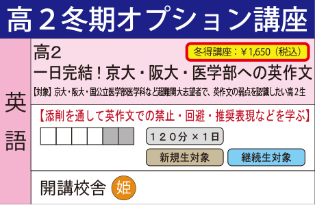 一日完結！京大・阪大・医学部への英作文