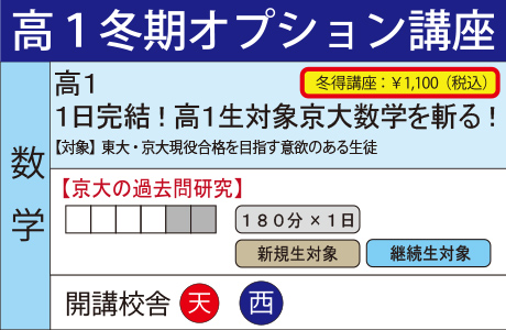 １日完結！高１生対象京大数学を斬る！