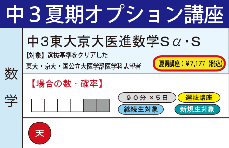 中３東大京大医進数学Ｓα・Ｓ